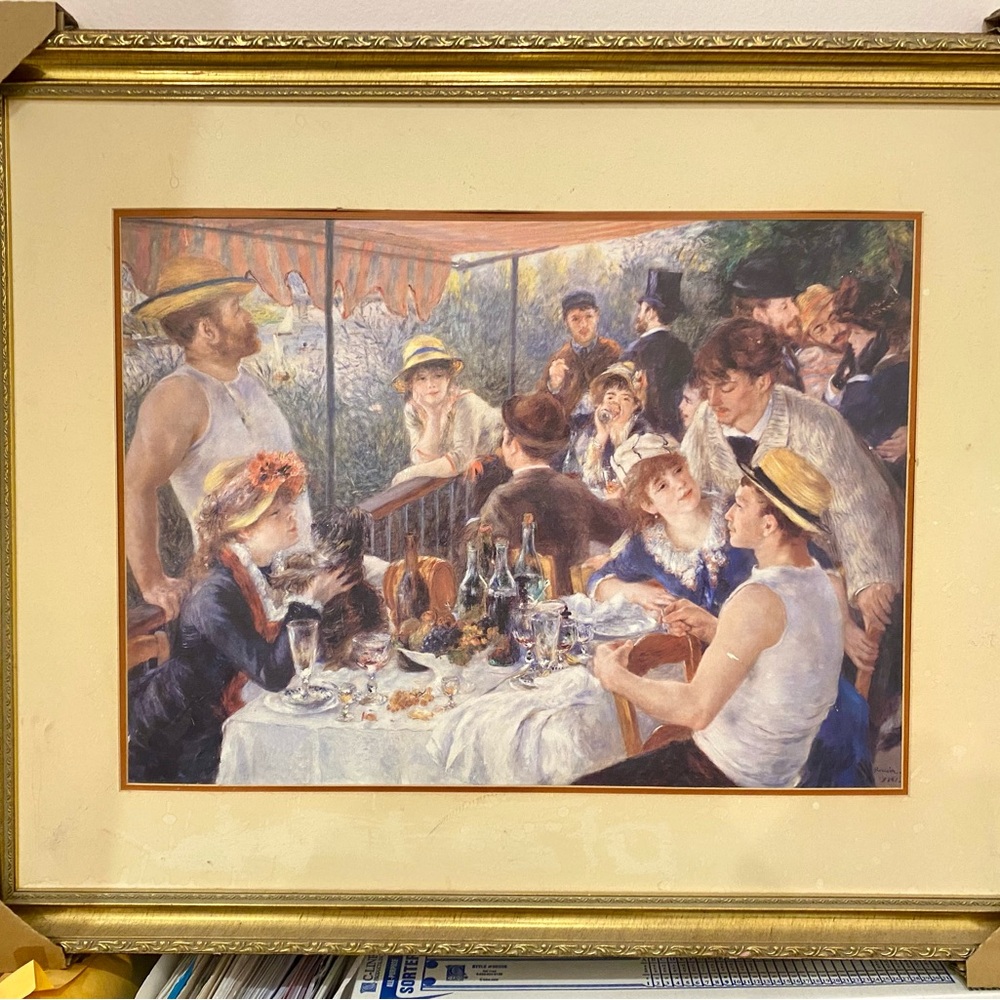 Vintage print beautiful 19th Century people on a trade lunch boating party